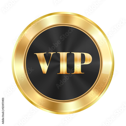 Vector medal made of gold with a black glossy background and gol