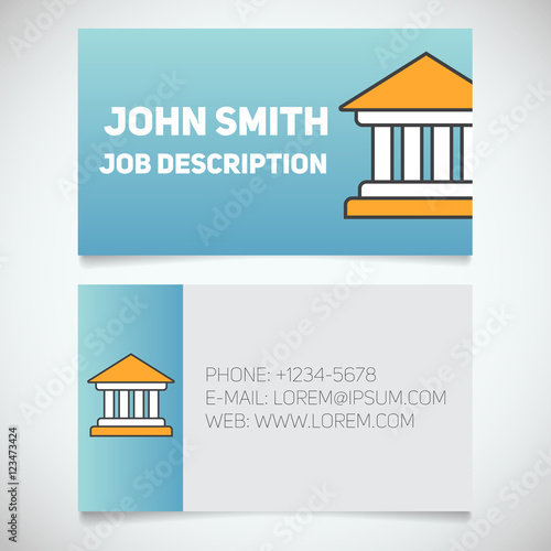 Business card print template with courthouse logo
