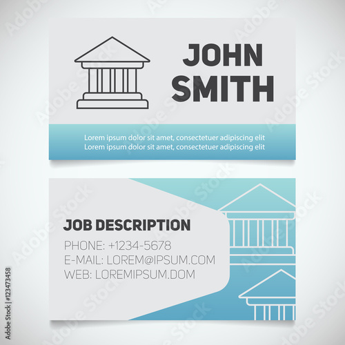 Business card print template with courthouse logo