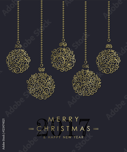 Gold Christmas and new year ornamental baubles