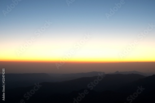Sunrise and mountain panorama