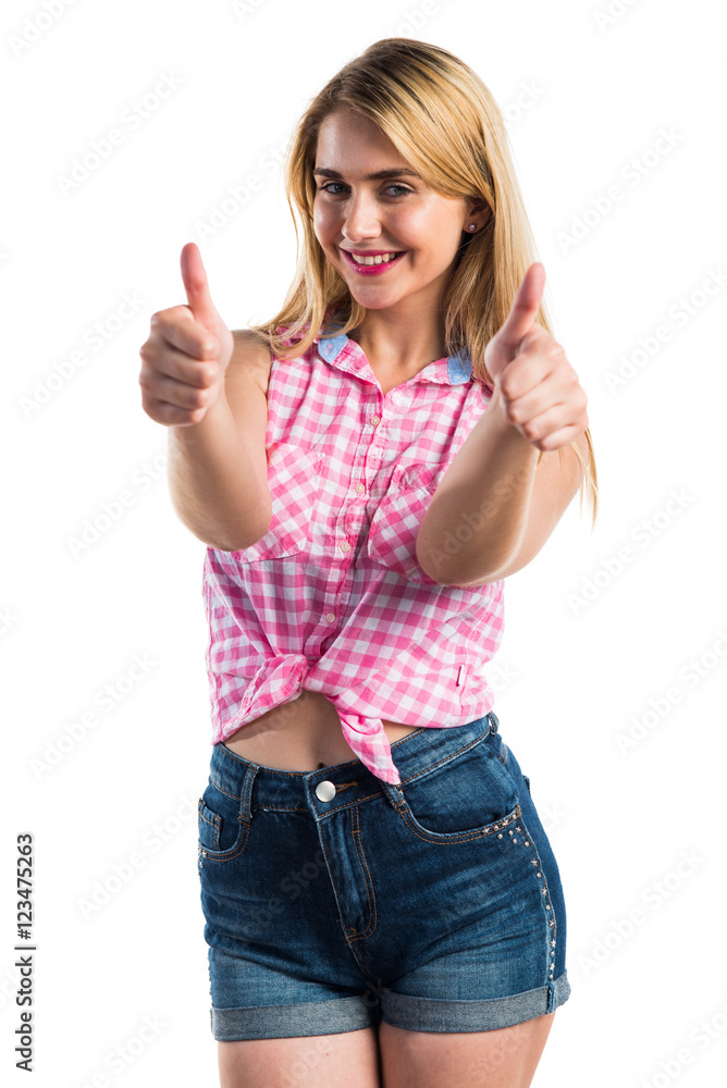Blonde girl with thumb up Blonde girl with thumb up