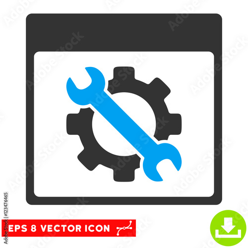 Settings Tools Calendar Page icon. Vector EPS illustration style is flat iconic bicolor symbol, blue and gray colors.