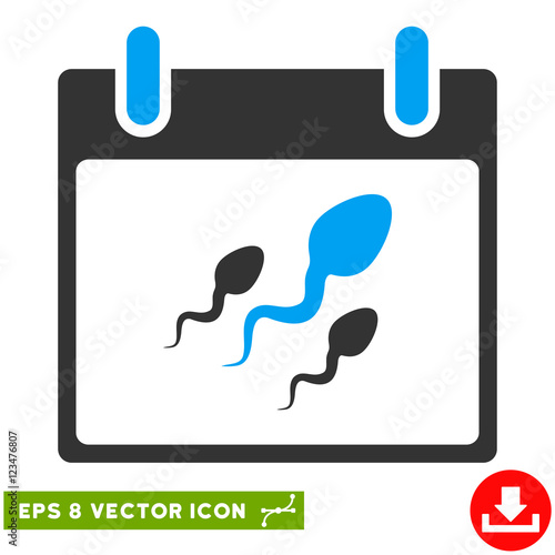 Sperm Calendar Day icon. Vector EPS illustration style is flat iconic bicolor symbol, blue and gray colors.