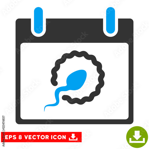 Sperm Insemination Calendar Day icon. Vector EPS illustration style is flat iconic bicolor symbol, blue and gray colors.