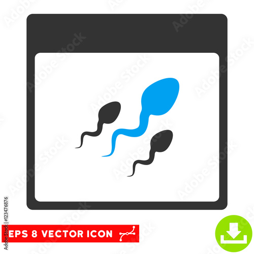 Spermatozoids Calendar Page icon. Vector EPS illustration style is flat iconic bicolor symbol, blue and gray colors.