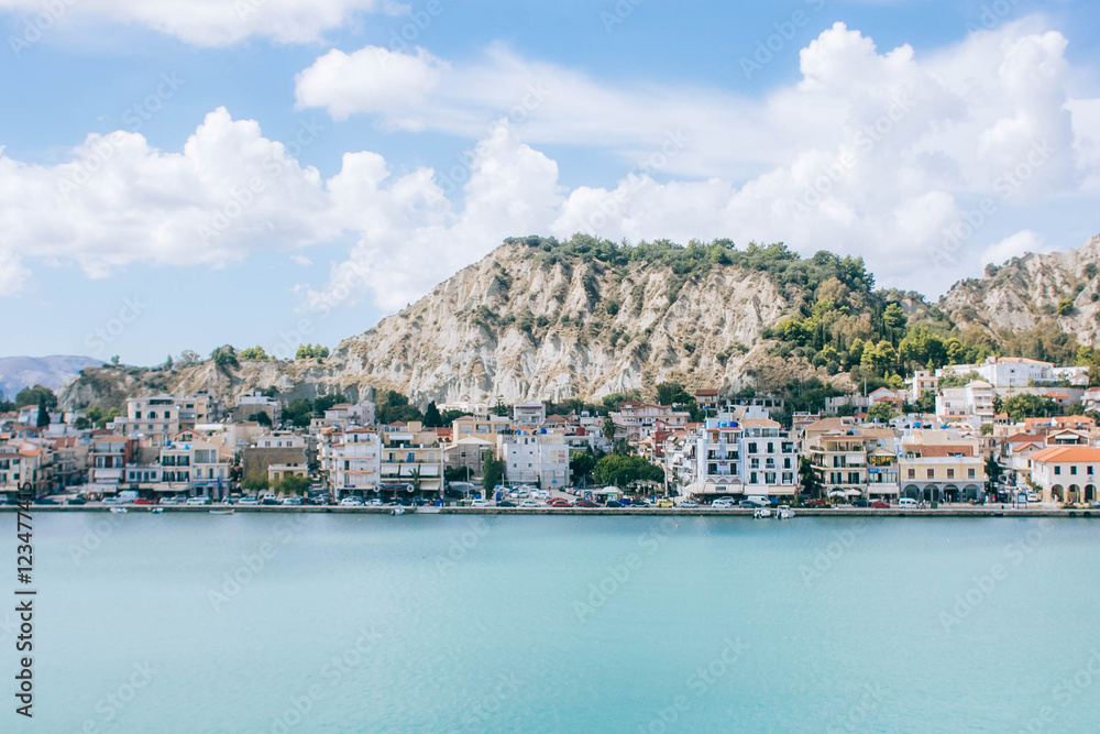 Zakynthos town in the morning, as seen from the port