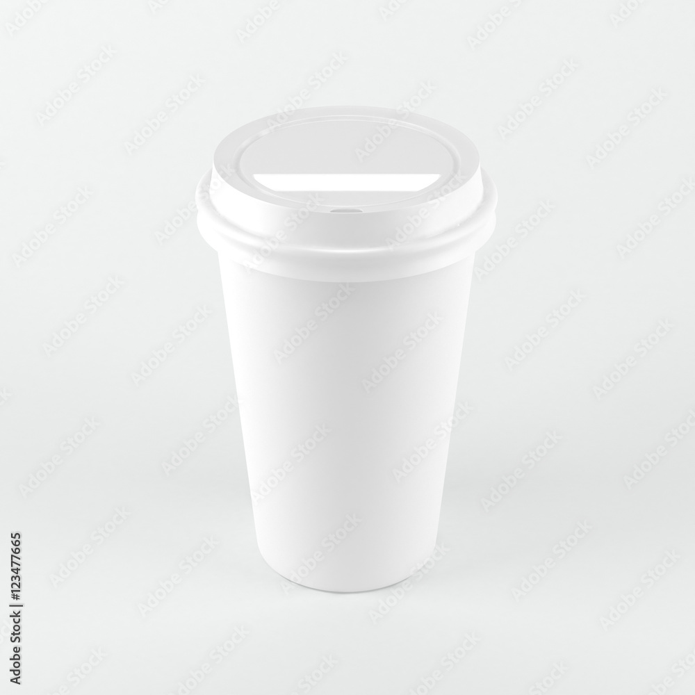 White paper cup with cap 3D rendering illustration White paper cup with cap 3D rendering illustration