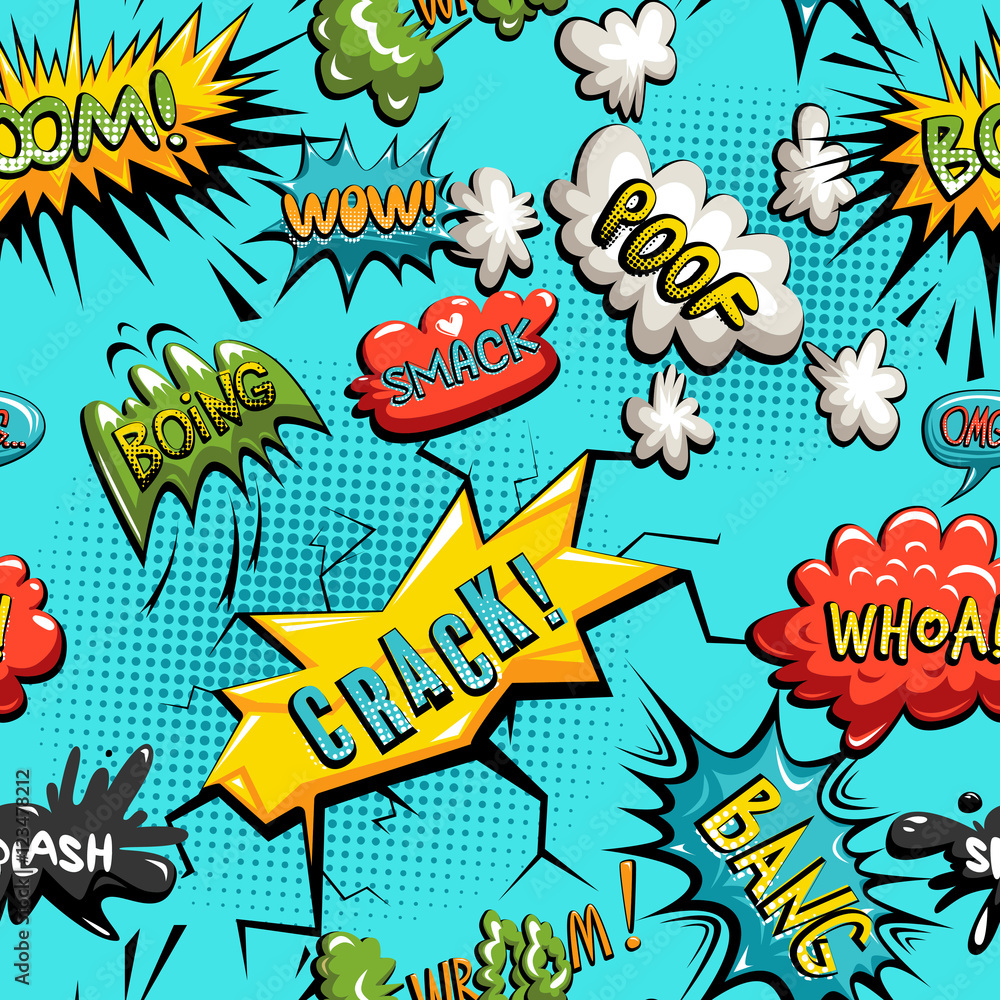 Fototapeta premium Vector seamless pattern of comic speech bubble