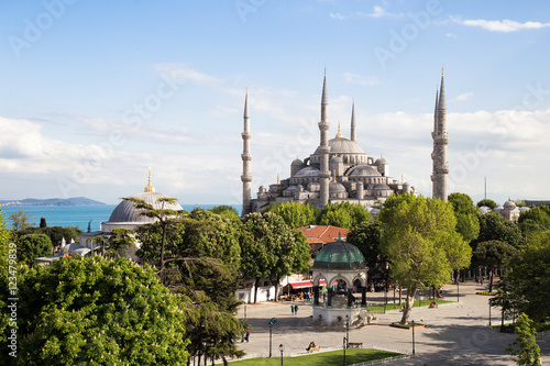 The Blue Mosque Istanbul, Turkey. Sultanahmet park. The biggest mosque in Istanbul of Sultan Ahmed (Ottoman Empire). photo