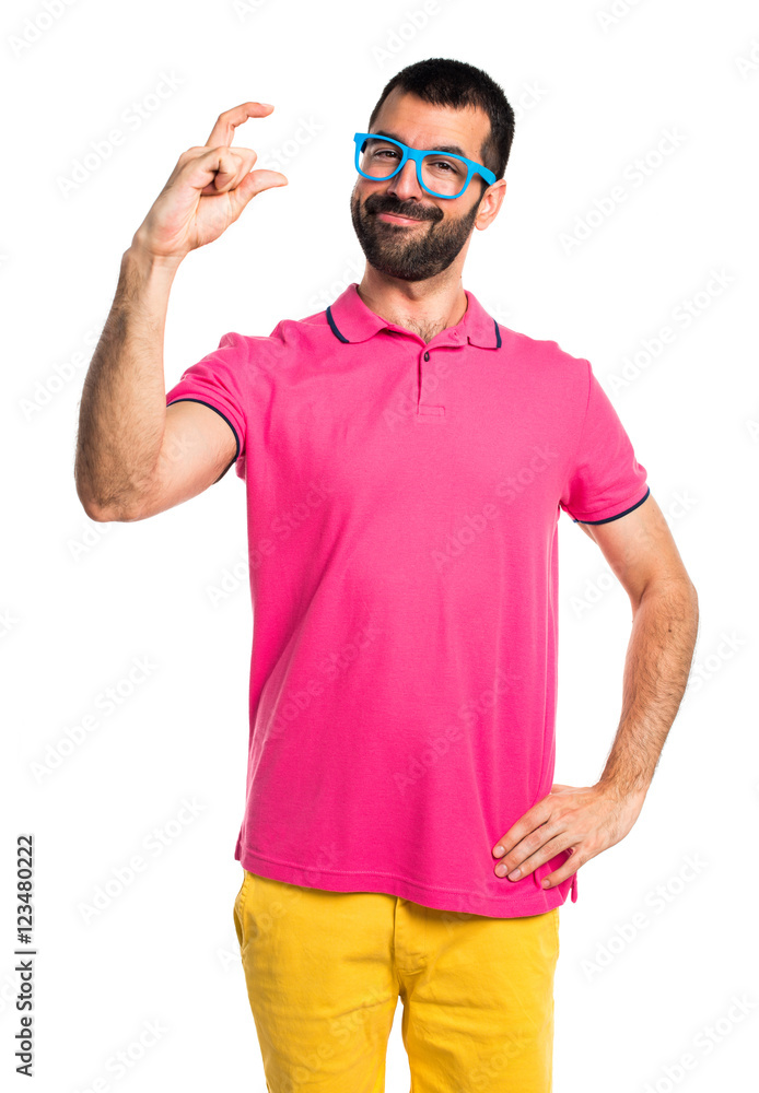 Man with colorful clothes holding something Man with colorful clothes holding something