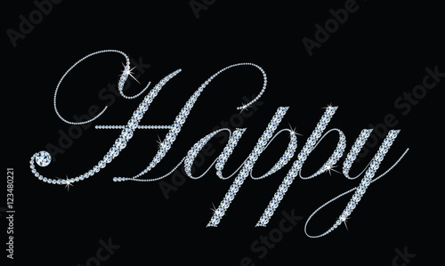 Happy text from diamonds, eps10 vector