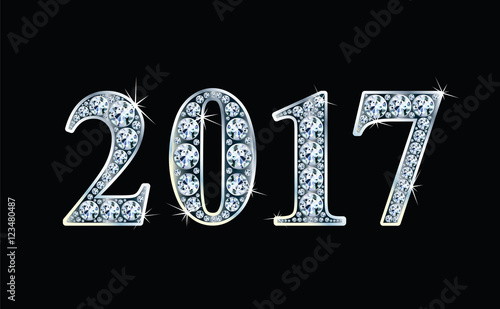 Text design from diamonds, concept for new year 2017. Vector illustration. 