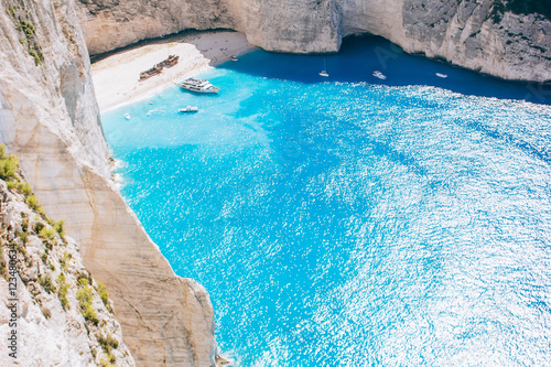 Navagio bay and Ship Wreck beach. The most famous natural landmark of Zakynthos, Greek island in the Ionian Sea