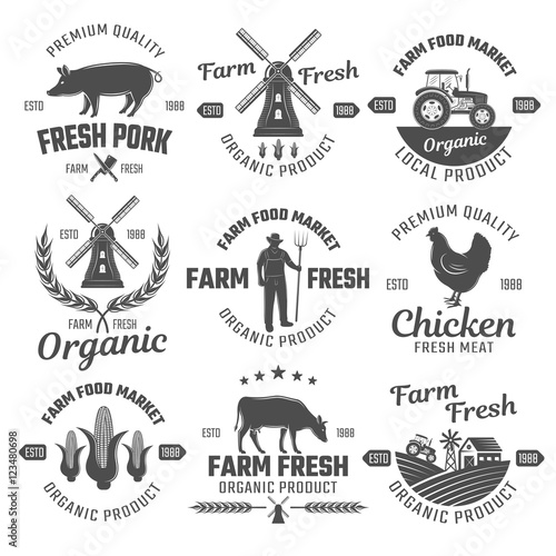 Farm Black White Emblems