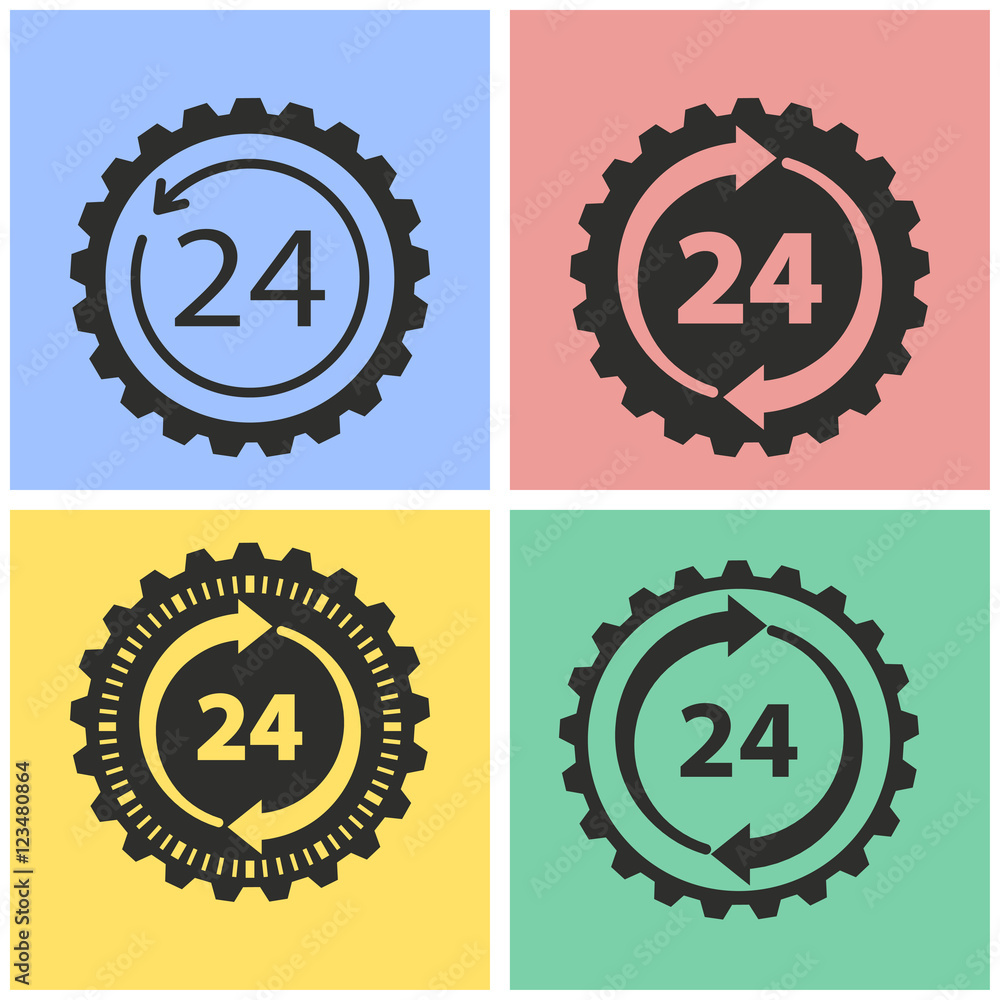 24 hour service icon set. 24 hour service icon set.