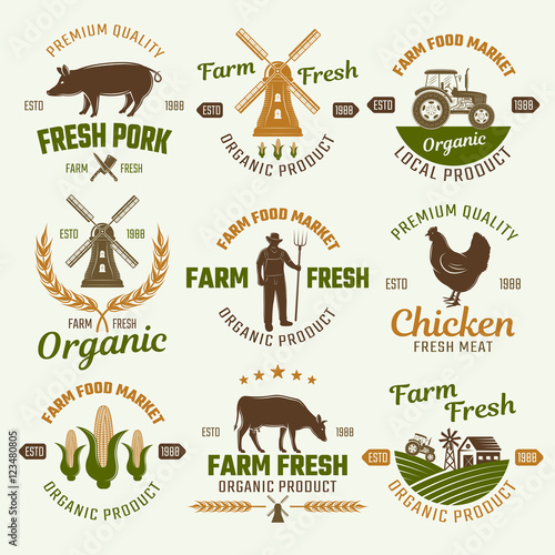Farm Products Retro Style Emblems