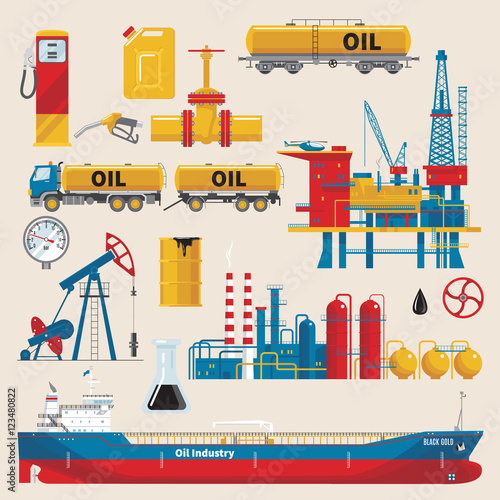 Oil Industry Decorative Icons Set