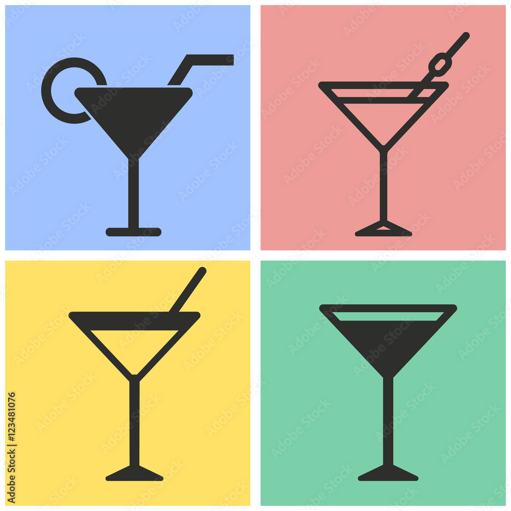 Cocktail icon set. Cocktail icon set.