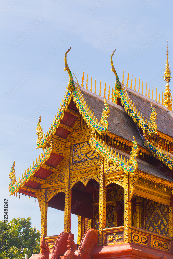 Thai Beautiful Chapel of Wat Phrathat Hariphunchai Woramaha vihan, Lamphun, THAILAND.