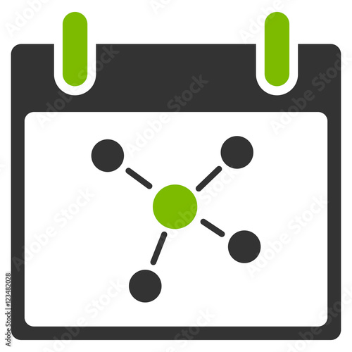 Connections Calendar Day vector icon. Style is flat graphic bicolor symbol, eco green and gray colors, white background.