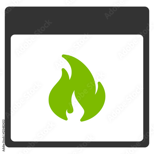 Fire Calendar Page vector icon. Style is flat graphic bicolor symbol, eco green and gray colors, white background.