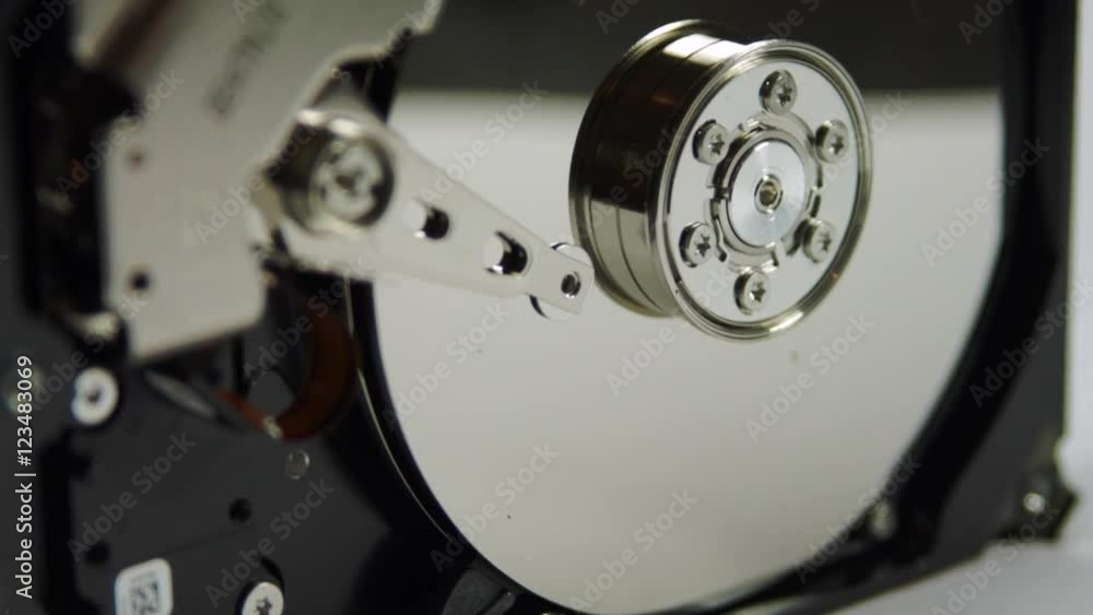 Opened Hard Drive Isolated On White, Media, Technology, Tilt Opened Hard Drive Isolated On White, Media, Technology, Tilt
