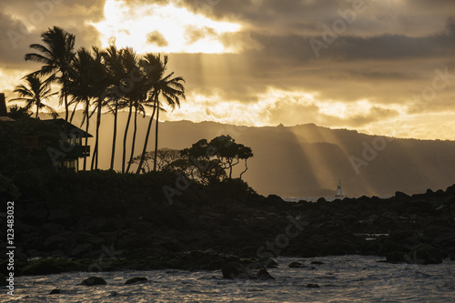 Sunset with seascape, Oahu, Honolulu, Hawaii, United States of America 
