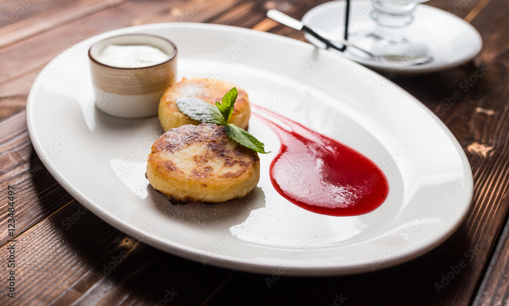 Fried fritters on plate