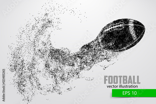 silhouette of a football ball from particle. Background and text on a separate layer, color can be changed in one click.