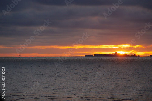 Cuxhaven Sonnenuntergang über der Insel neuwerk