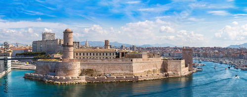 Fototapeta Saint Jean Castle and Cathedral de la Major  in Marseille