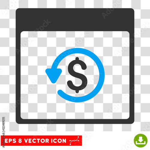 Vector Chargeback Calendar Page EPS vector icon. Illustration style is flat iconic bicolor blue and gray symbol on a transparent background.