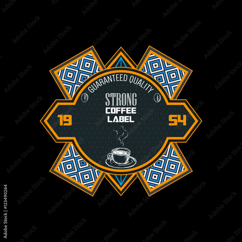 Fototapeta premium vintage styled label of coffee. Good as a template of advertisement. Vintage frame design for labels, banner, sticker and other design. 