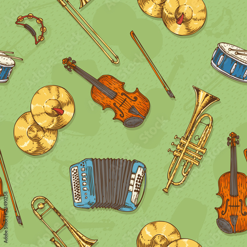 Seamless Vector Pattern With Musical Instruments