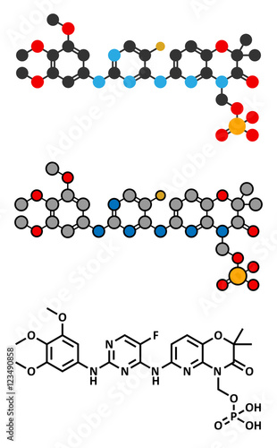 Fostamatinib rheumatoid arthritis drug molecule (Syk inhibitor).