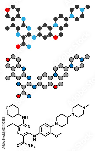 Gilteritinib cancer drug molecule (kinase inhibitor). 