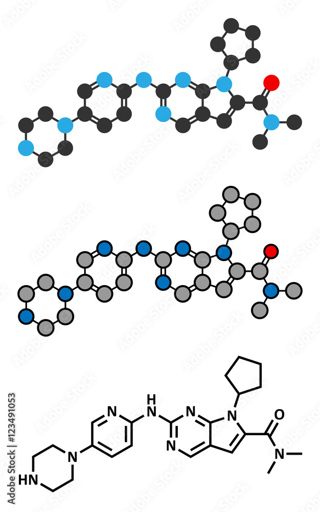Ribociclib cancer drug molecule (CDK4/6 inhibitor). Stock Vector ...