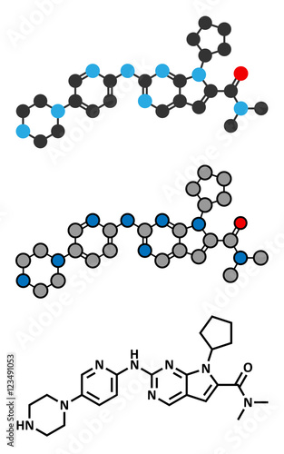 Ribociclib cancer drug molecule (CDK4/6 inhibitor). 
