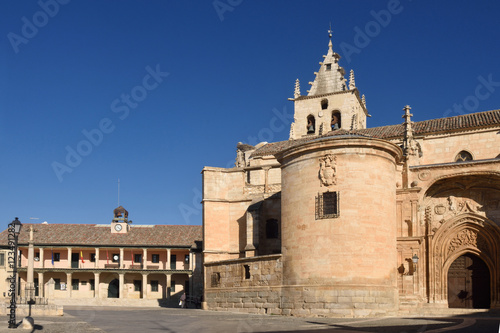Main square and Magdalena church, Torrelaguna, Madrid province, Spain