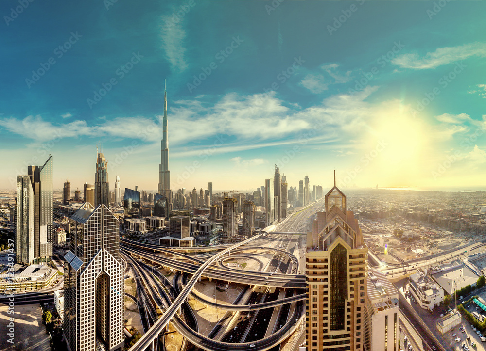Fototapeta premium Aerial view of Dubai