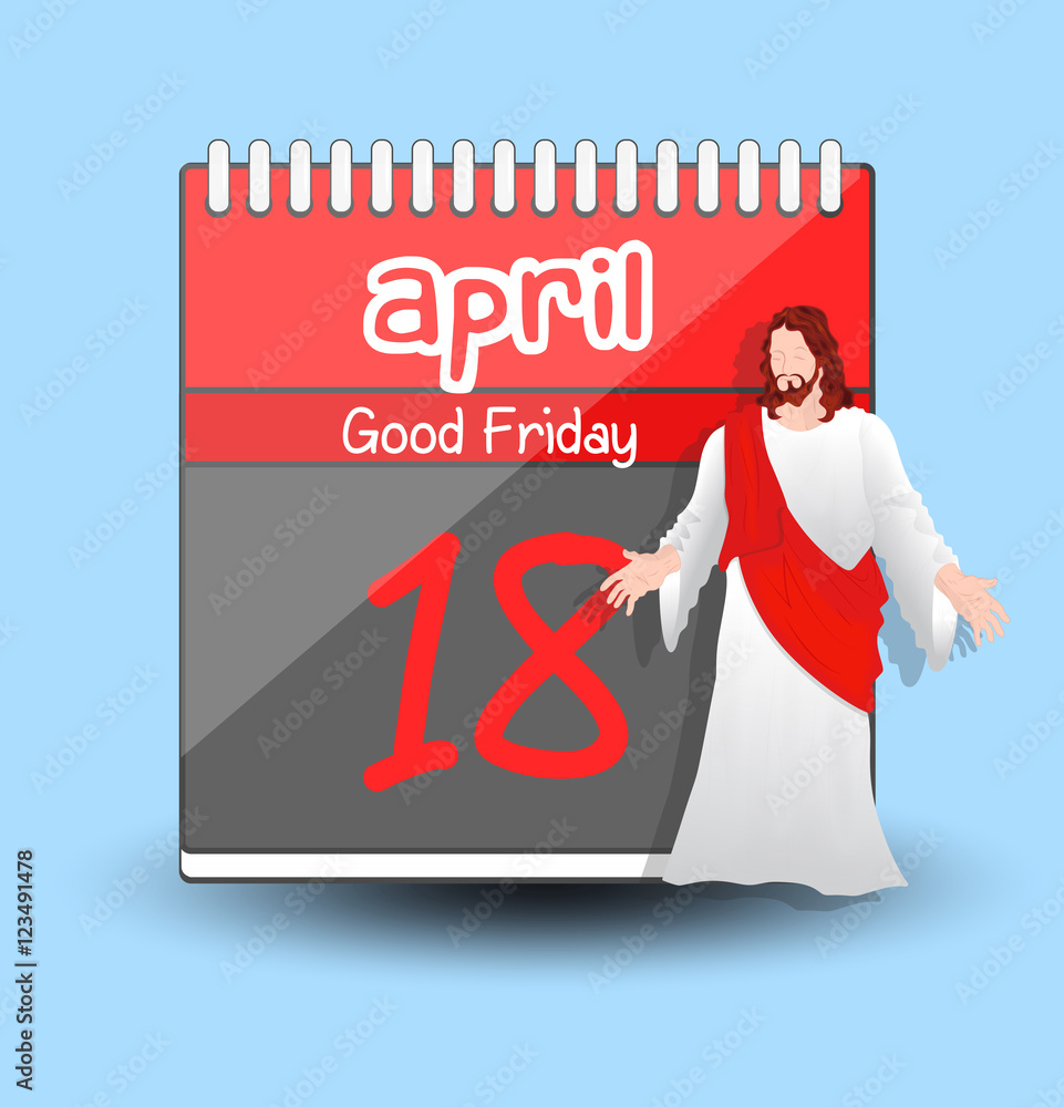 Good Friday Calendar Jesus Character Vector Stock Vector Adobe Stock