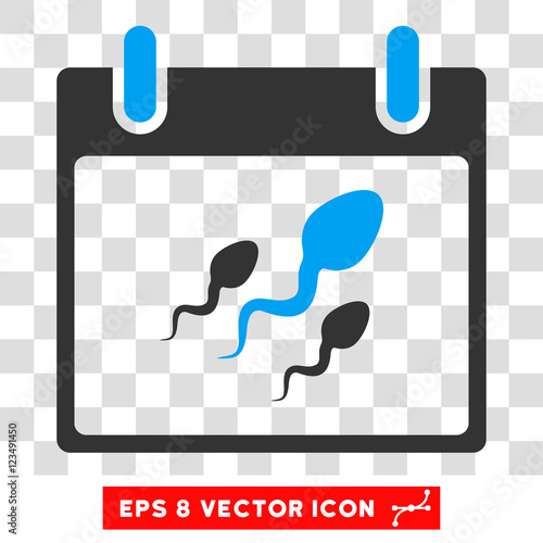 Vector Sperm Calendar Day EPS vector pictogram. Illustration style is flat iconic bicolor blue and gray symbol on a transparent background.
