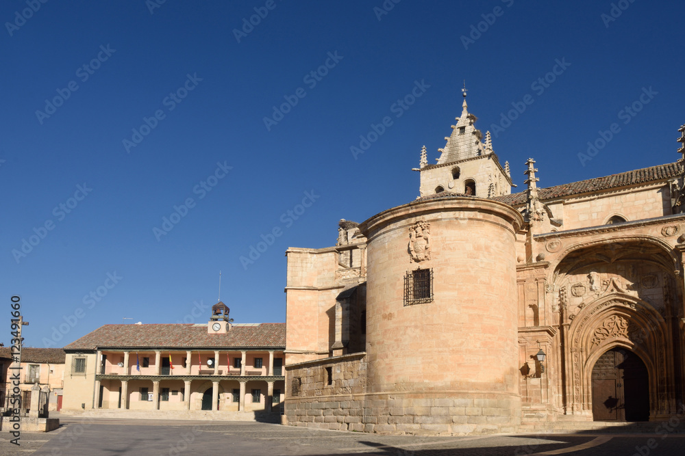 Main square and Magdalena church, Torrelaguna, Madrid, province, Spain,