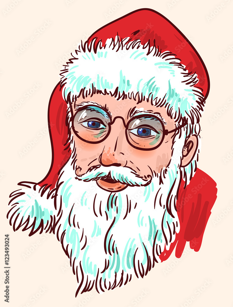 Santa Claus hand drawn portrait. Santa Claus hand drawn portrait.