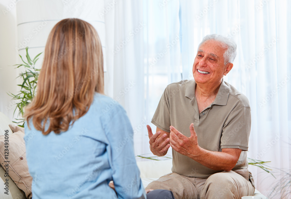 Senior man with social worker. Senior man with social worker.