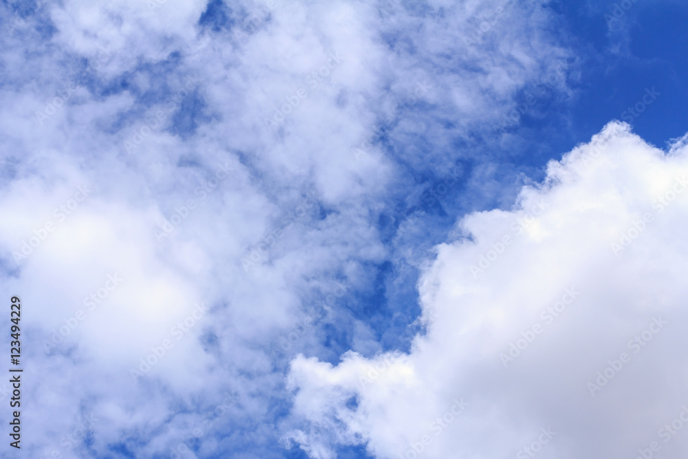 Blue sky background with white clouds. The vast blue sky and clouds sky on sunny day. White fluffy clouds in the blue sky. Blue sky background with white clouds. The vast blue sky and clouds sky on sunny day. White fluffy clouds in the blue sky.