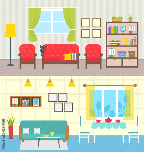 Fototapeta Naklejka Na Ścianę i Meble -  Set Home Interiors. Design of Living Rooms