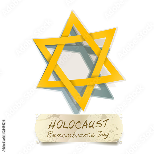 yellow Star of David and Holocaust Remembrance Day vector 
