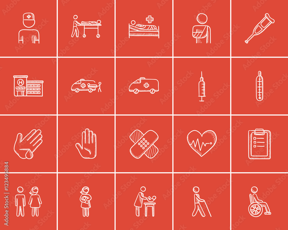 Medicine sketch icon set. Medicine sketch icon set.